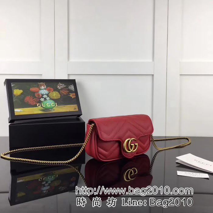 GUCCI古馳頂級原單 新款專櫃品質 實物實拍 476433 大紅色正品開模純銅五金鏈條斜跨小包 HY1073